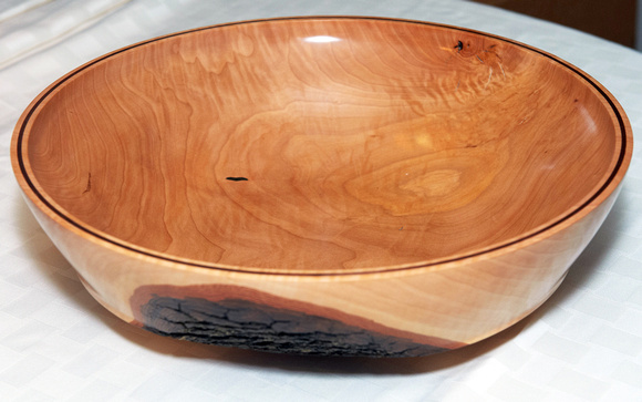 Decorative Two Gallon Fruit Bowl - Bradford Pear With Black Walnut Spline - Hand Crafted By Don Stevens  ** SEE DESCRPTION BELOW **